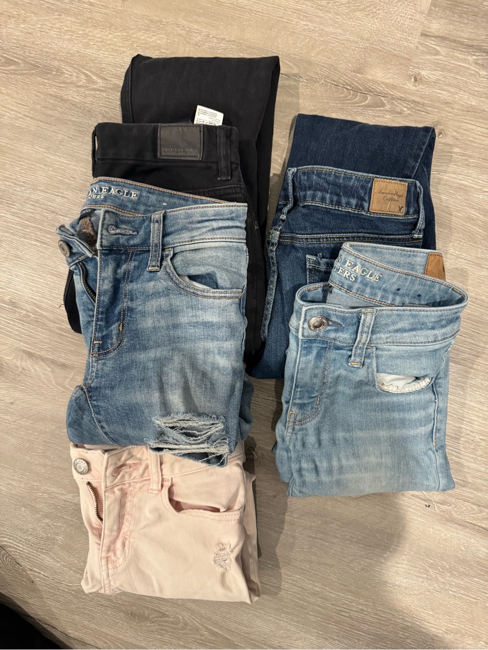 American Eagle Women’s Skinny Jeans - Light Blue, Dark Blue, Black & Pink